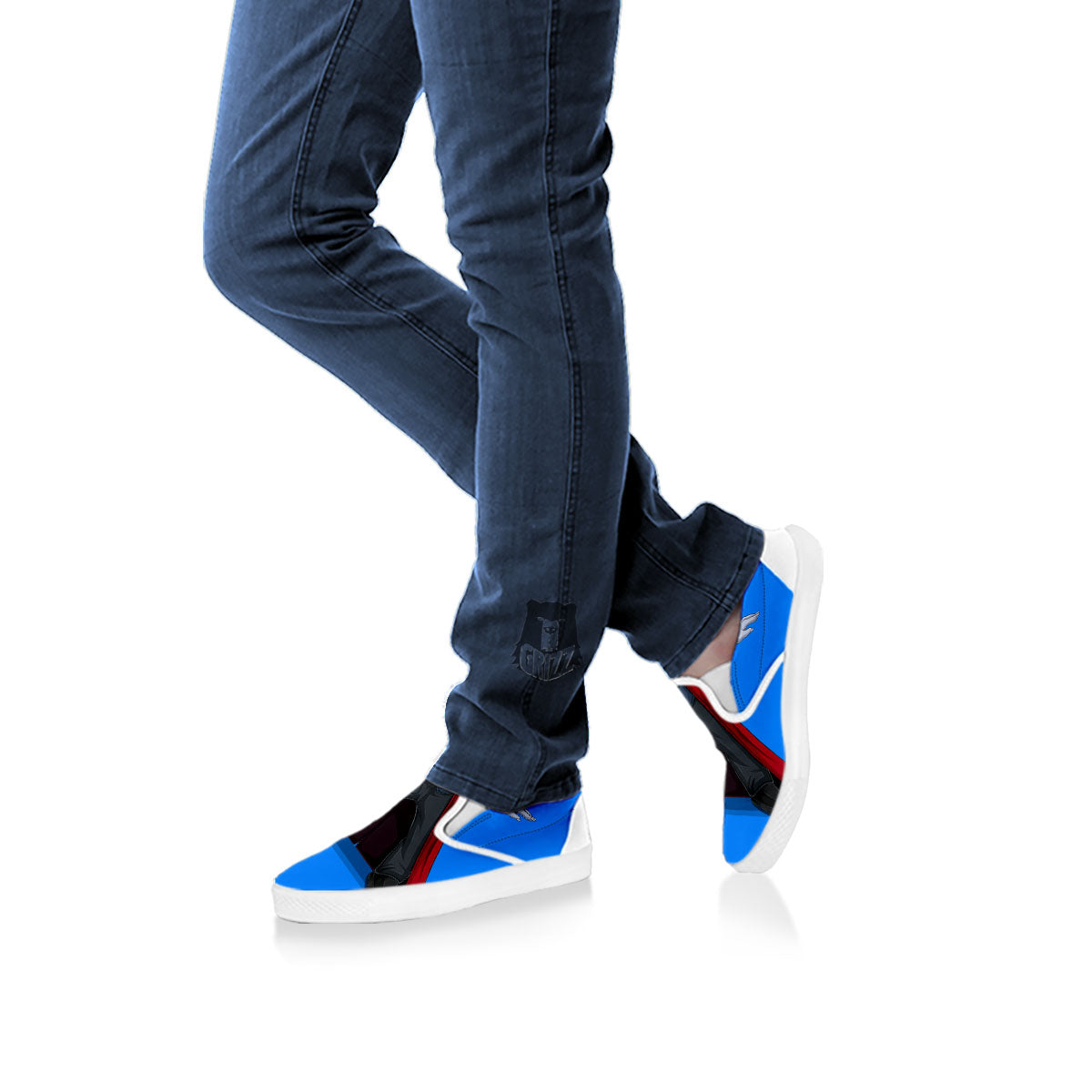Dracula Vampire Dap Print White Slip On Shoes-grizzshop