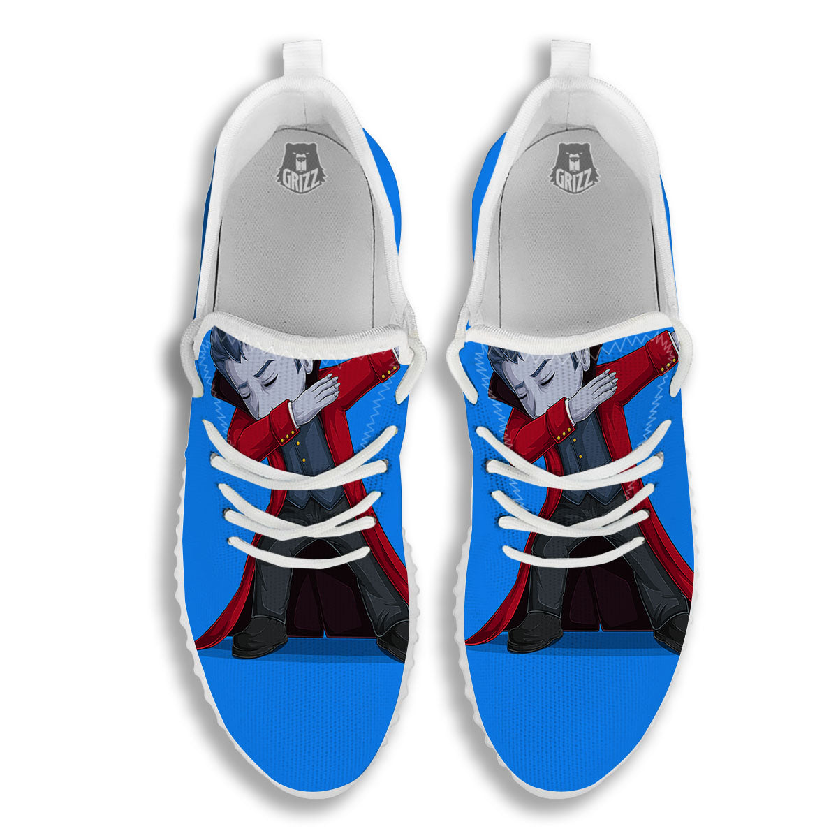 Dracula Vampire Dap Print White Walking Shoes-grizzshop