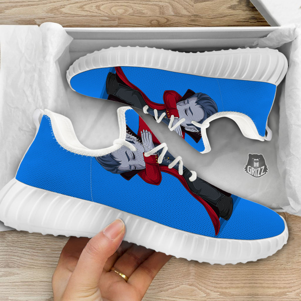 Dracula Vampire Dap Print White Walking Shoes-grizzshop