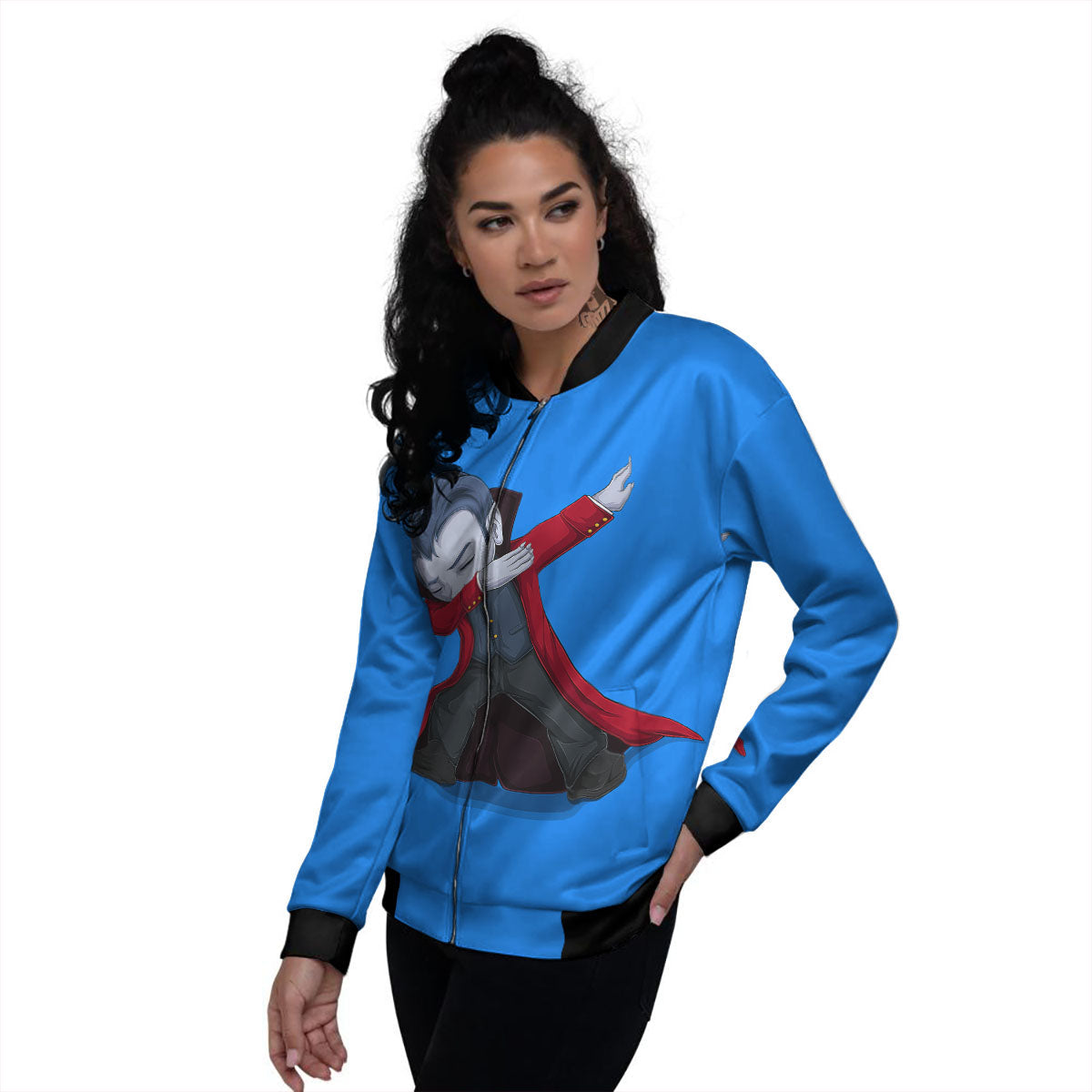 Dracula Vampire Dap Print Women's Bomber Jacket-grizzshop