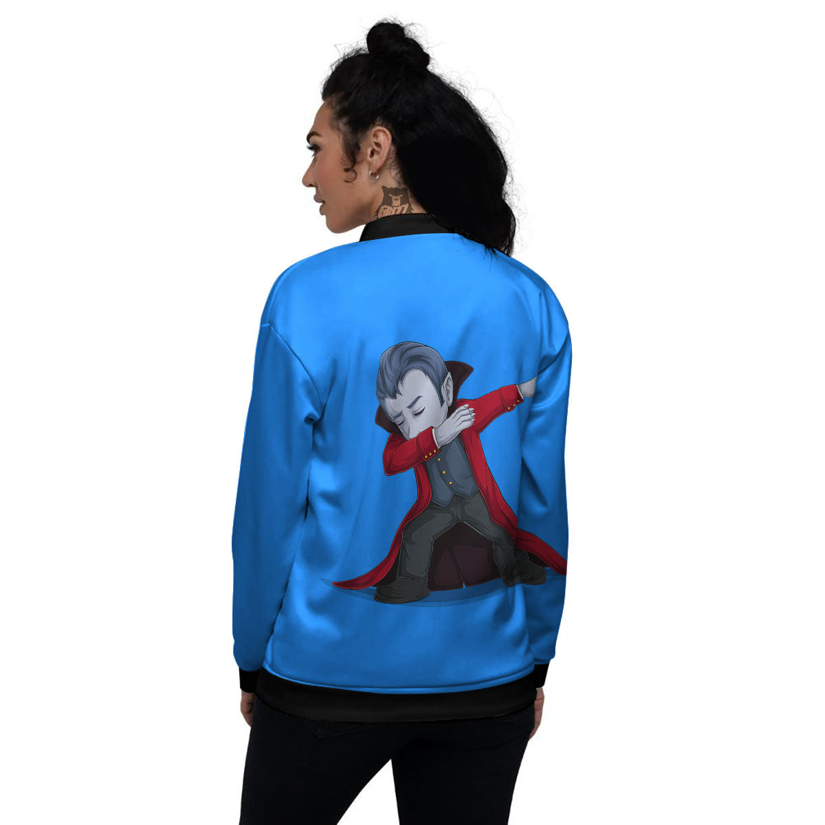 Dracula Vampire Dap Print Women's Bomber Jacket-grizzshop
