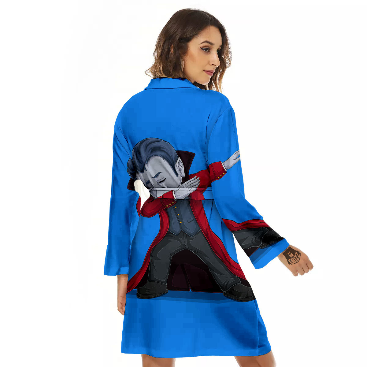Dracula Vampire Dap Print Women's Robe-grizzshop