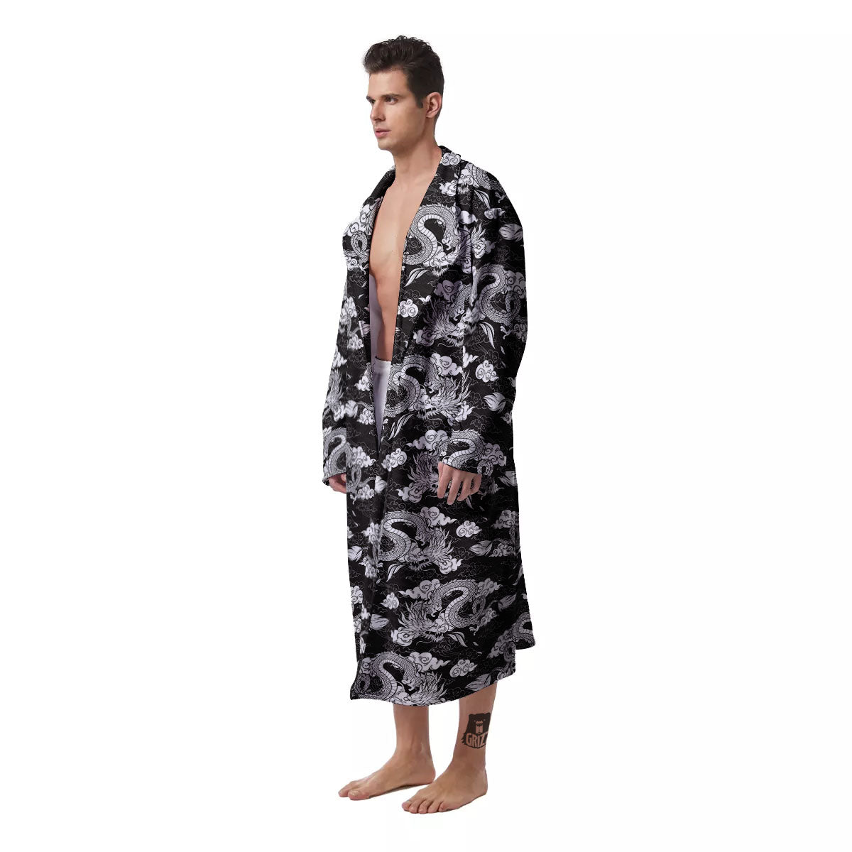 Dragon Eastern Print Pattern Men's Robe-grizzshop