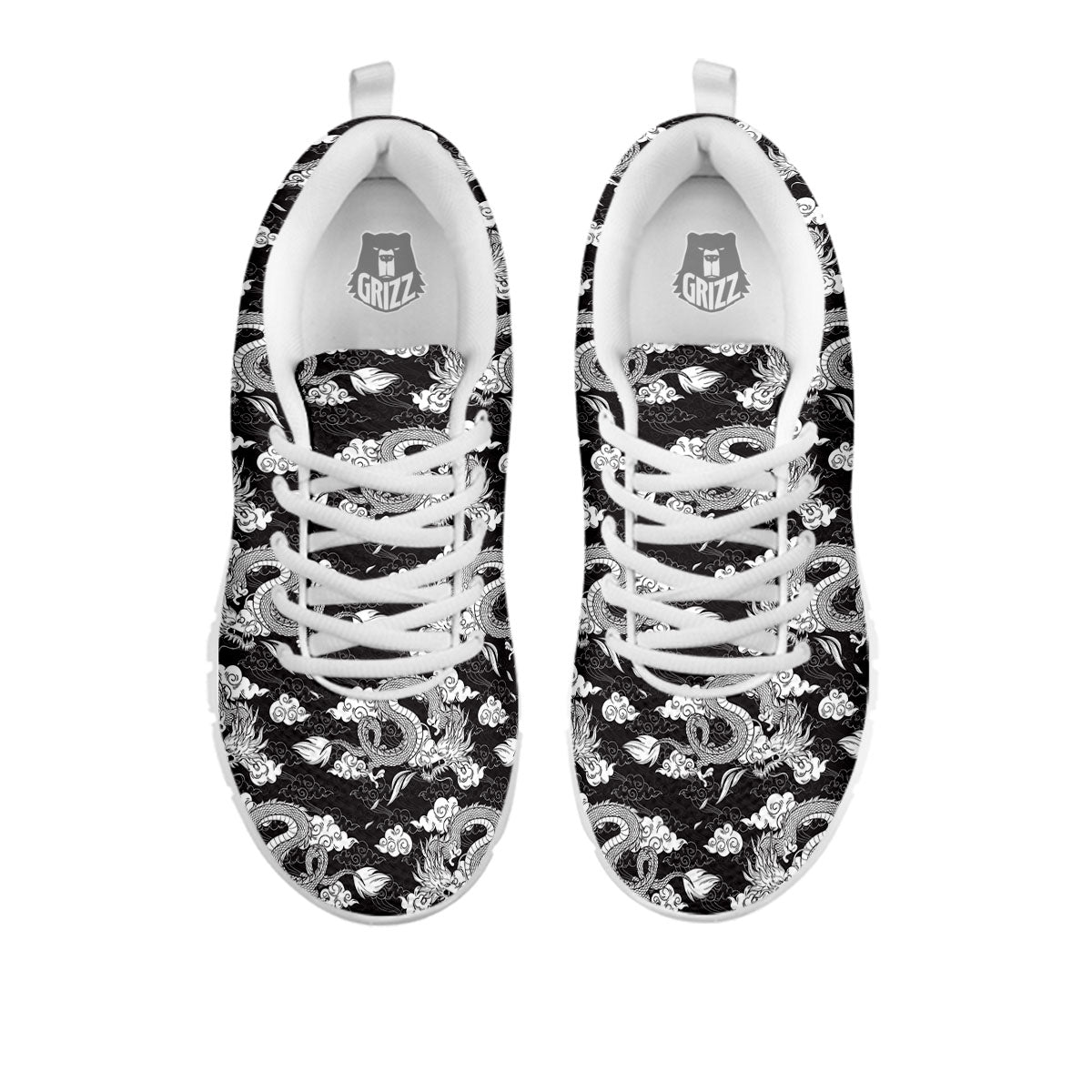 Dragon Eastern Print Pattern White Sneaker-grizzshop