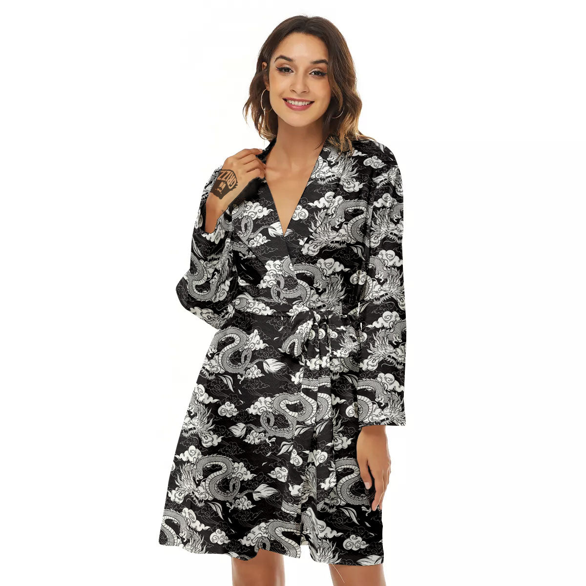 Dragon Eastern Print Pattern Women's Robe-grizzshop