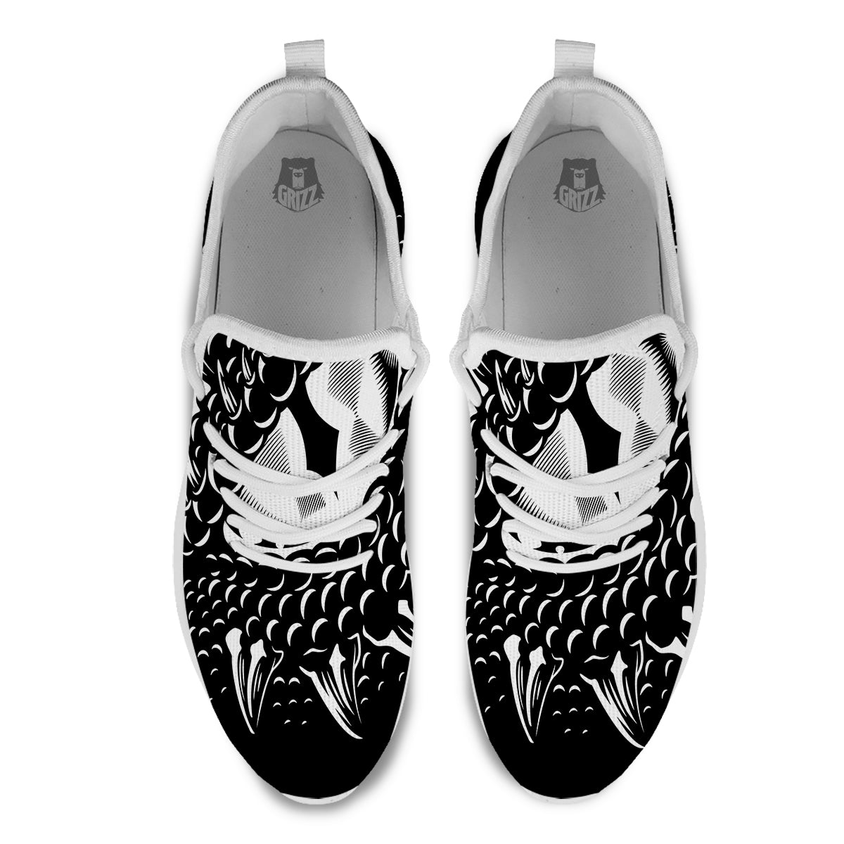 Dragon Eye Print White Athletic Shoes-grizzshop
