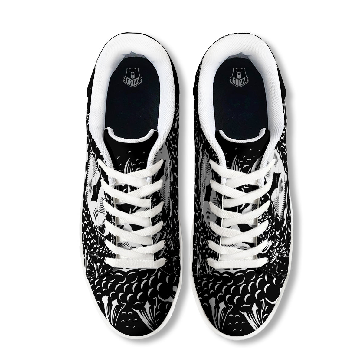 Dragon Eye Print White Low Top Sneakers-grizzshop