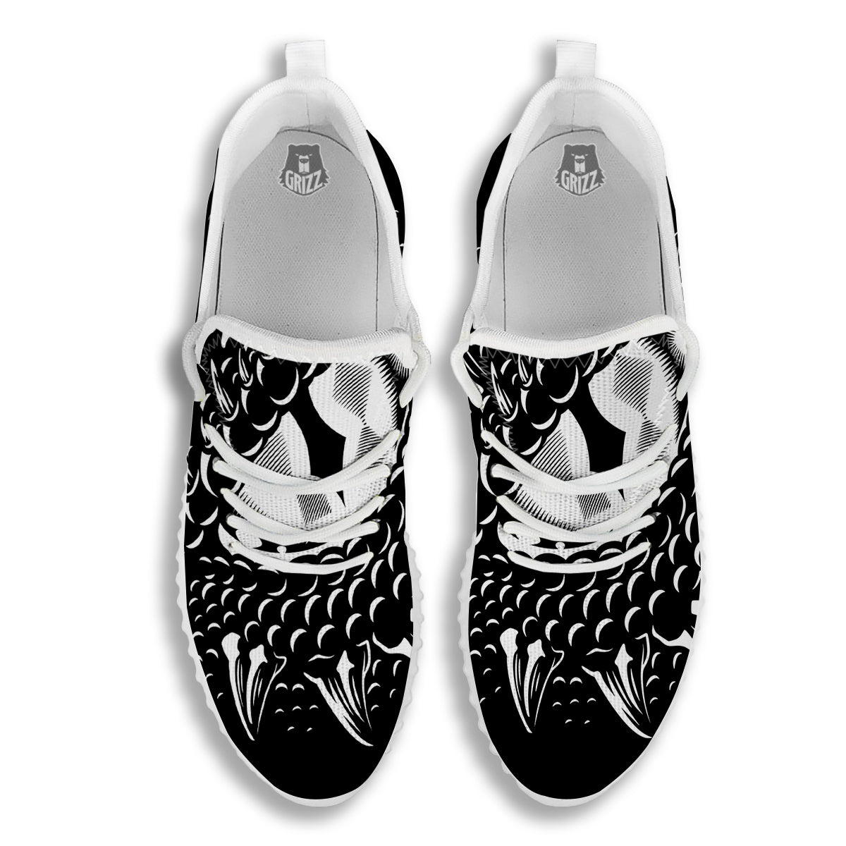 Dragon Eye Print White Walking Shoes-grizzshop