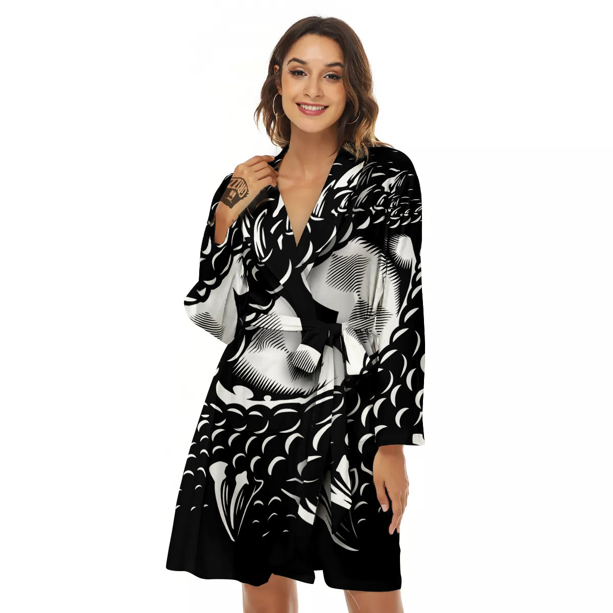 Dragon Eye Print Women's Robe-grizzshop