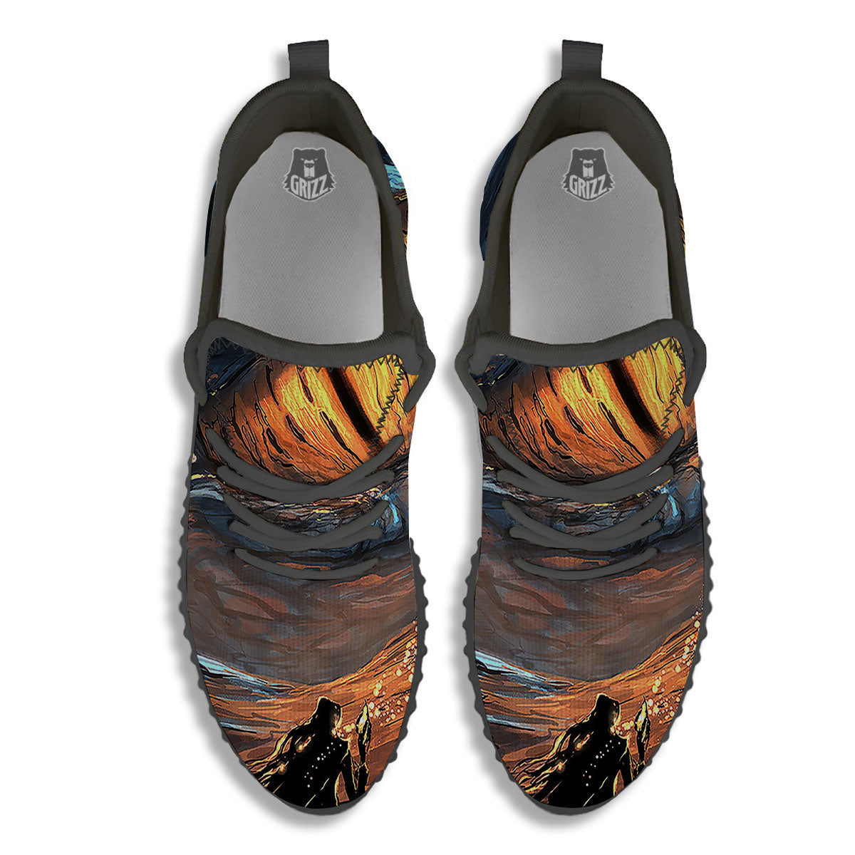 Dragon Eyes Watercolor Print Black Walking Shoes-grizzshop