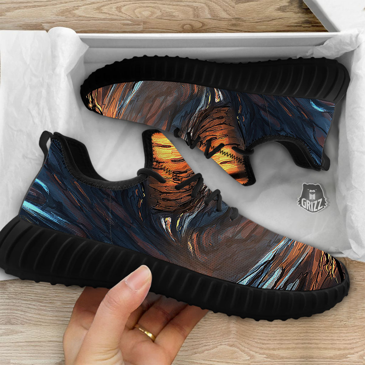 Dragon Eyes Watercolor Print Black Walking Shoes-grizzshop