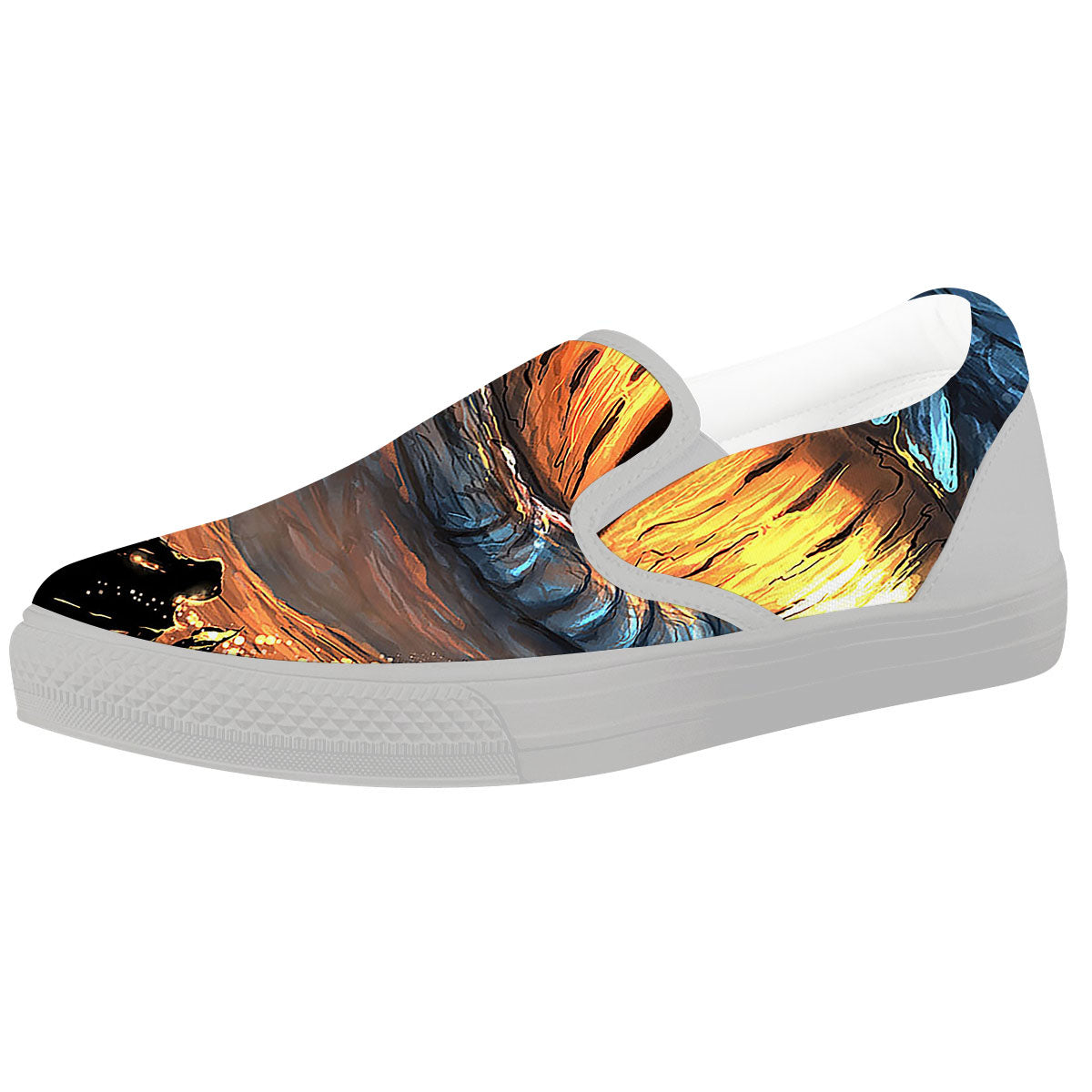 Dragon Eyes Watercolor Print White Slip On Shoes-grizzshop