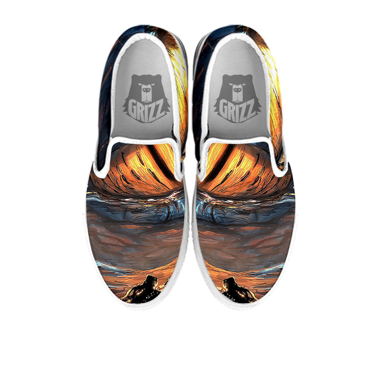 Dragon Eyes Watercolor Print White Slip On Shoes-grizzshop