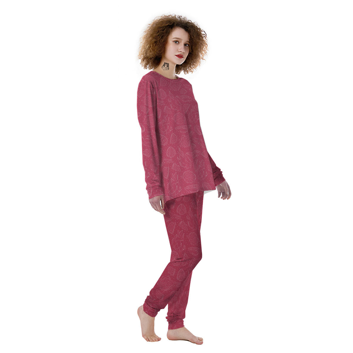 Dragon Fruit Hand Drawn Print Pattern Women's Pajamas-grizzshop