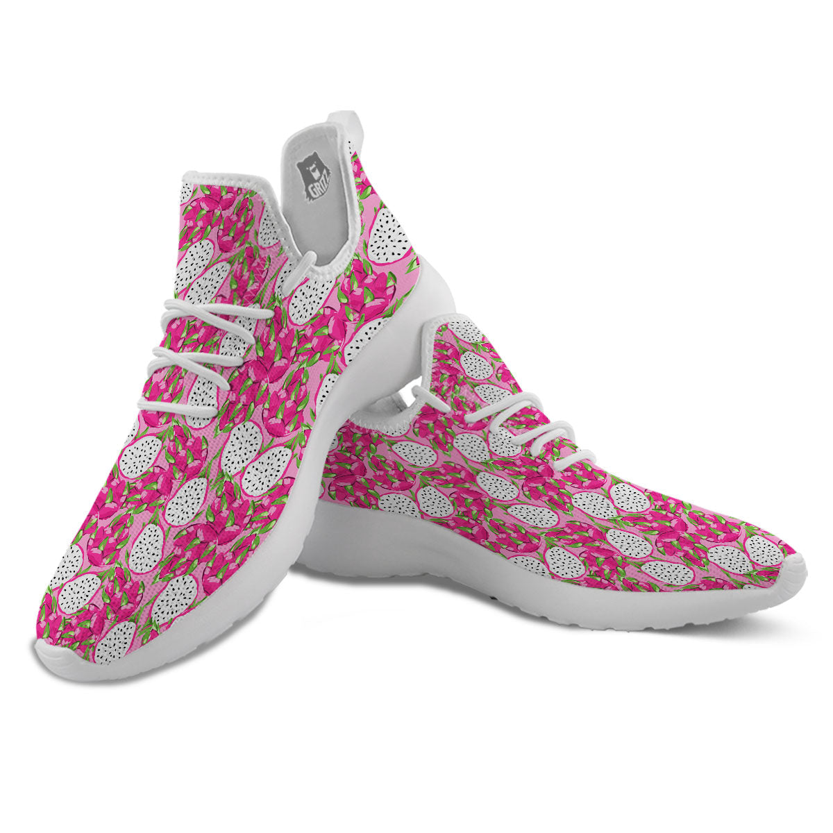 Dragon Fruit Print Pattern White Athletic Shoes-grizzshop