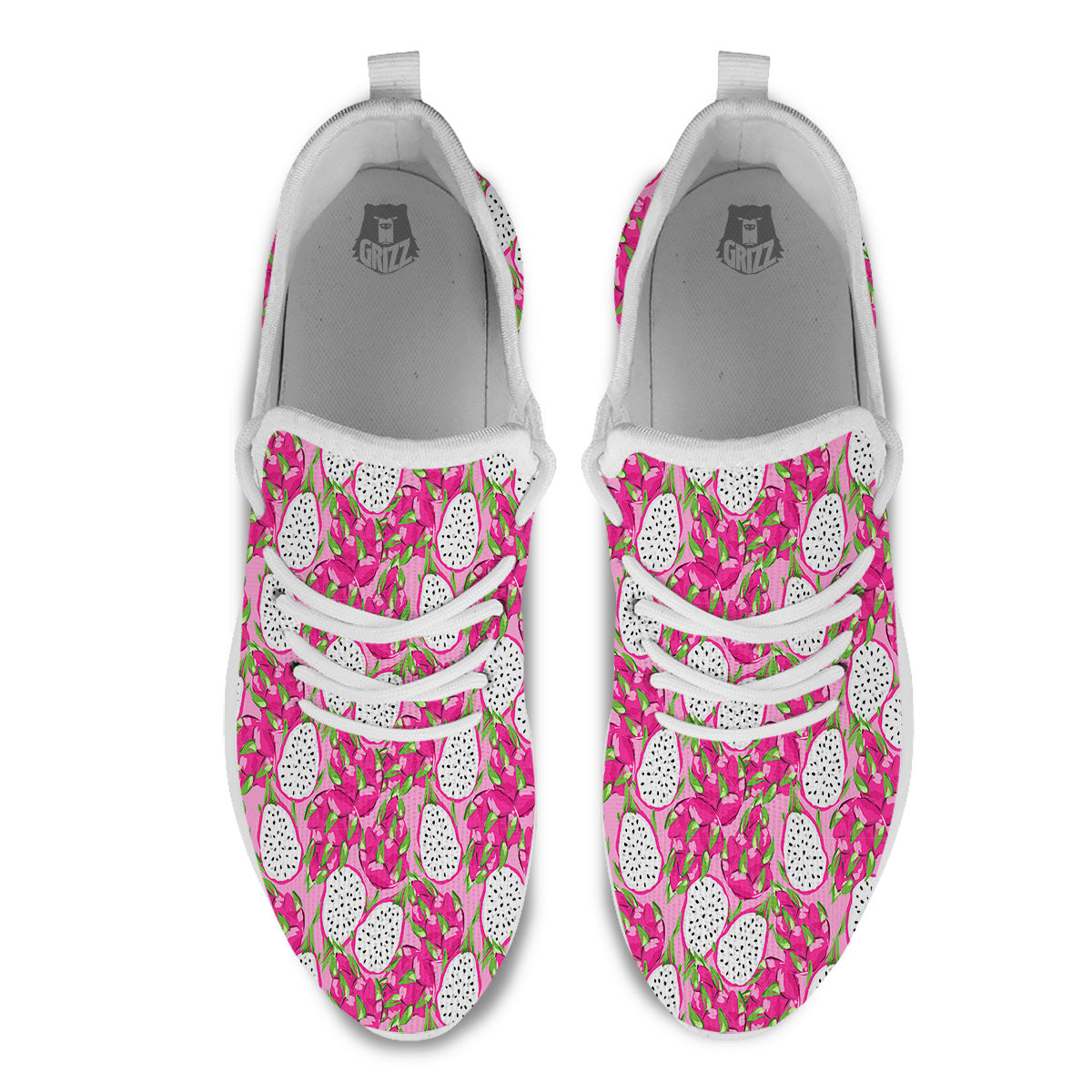 Dragon Fruit Print Pattern White Athletic Shoes-grizzshop