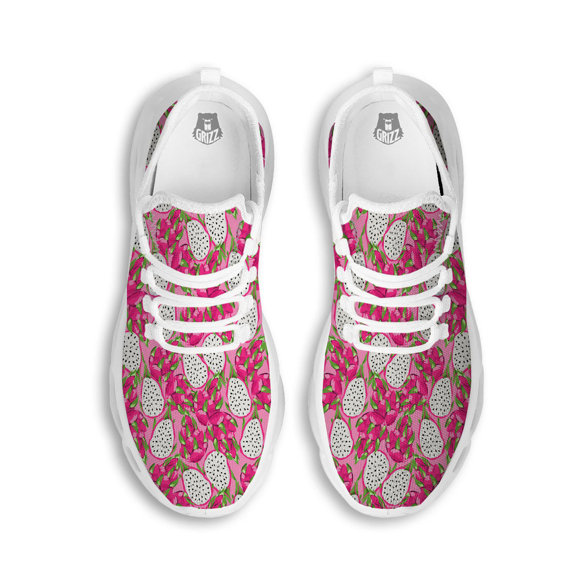 Dragon Fruit Print Pattern White Running Shoes-grizzshop