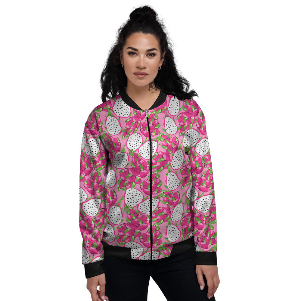 Dragon Fruit Print Pattern Women's Bomber Jacket-grizzshop
