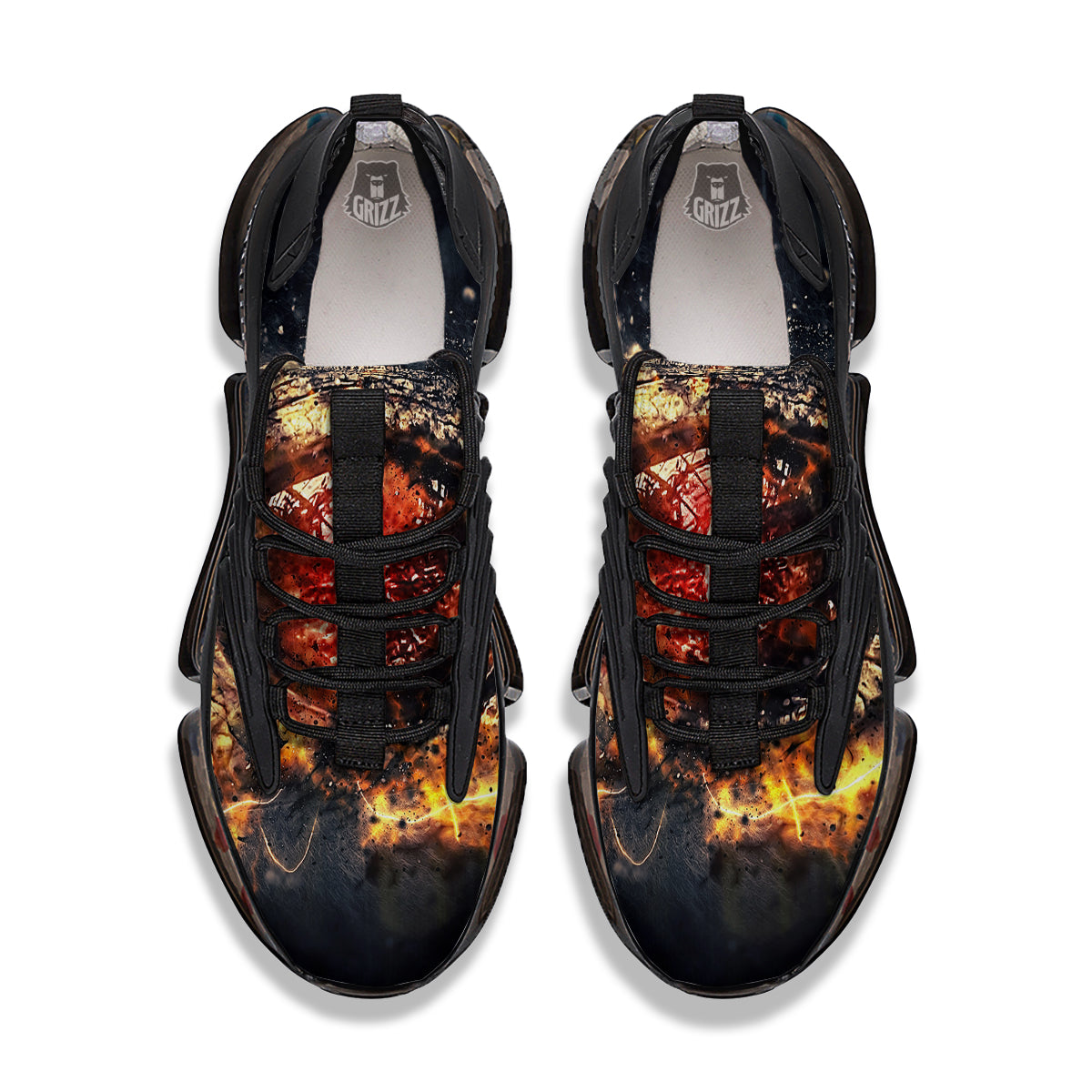 Dragon Red Eye Fire Print Black Gym Shoes-grizzshop