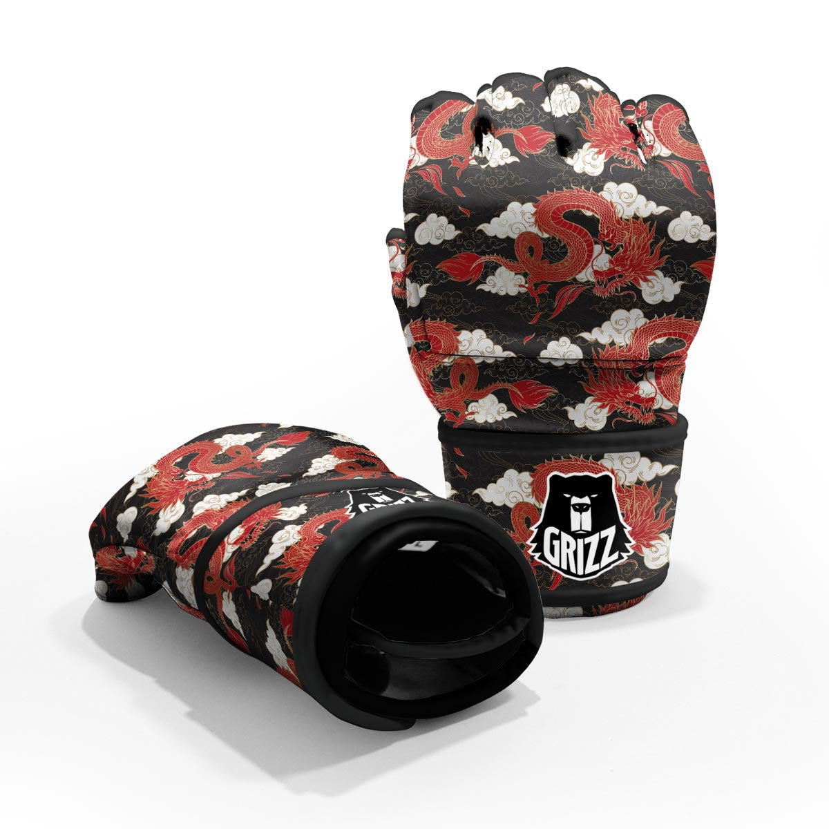 Dragon Traditional Chinese Print Pattern MMA Gloves-grizzshop