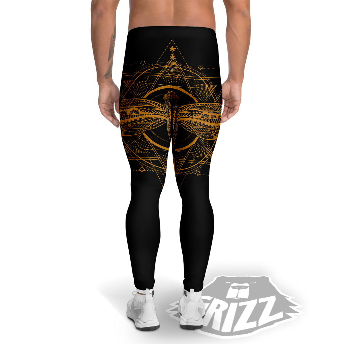 Dragonfly Boho Gold Print Men's Leggings-grizzshop