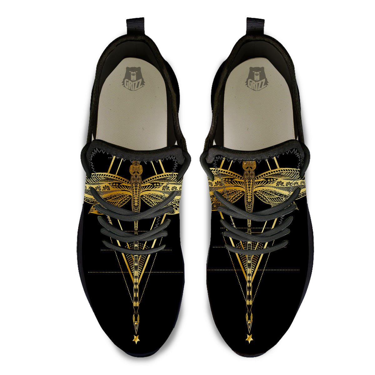 Dragonfly Boho Spiritual Print Black Athletic Shoes-grizzshop