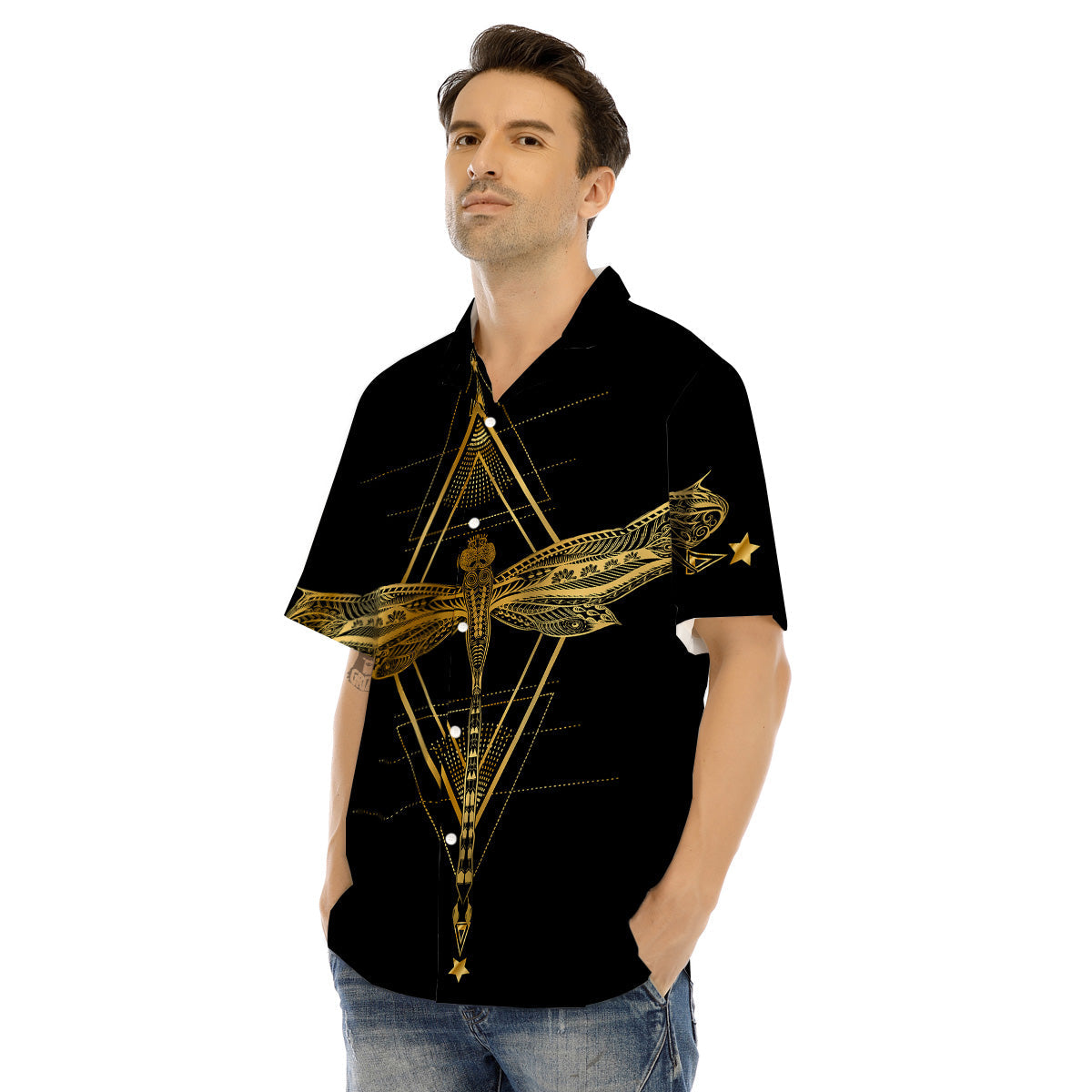 Dragonfly Boho Spiritual Print Men's Hawaiian Shirt-grizzshop