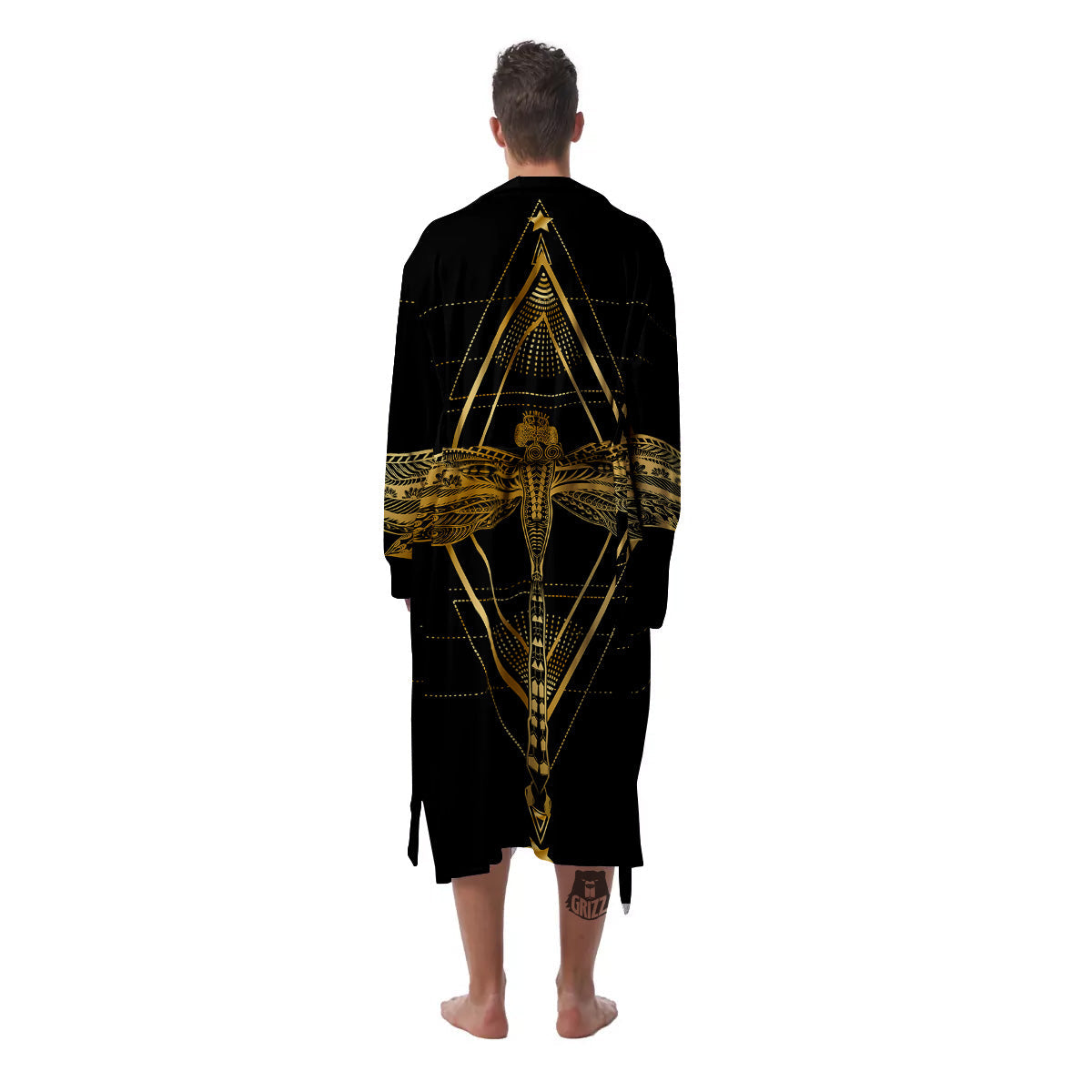 Dragonfly Boho Spiritual Print Men's Robe-grizzshop