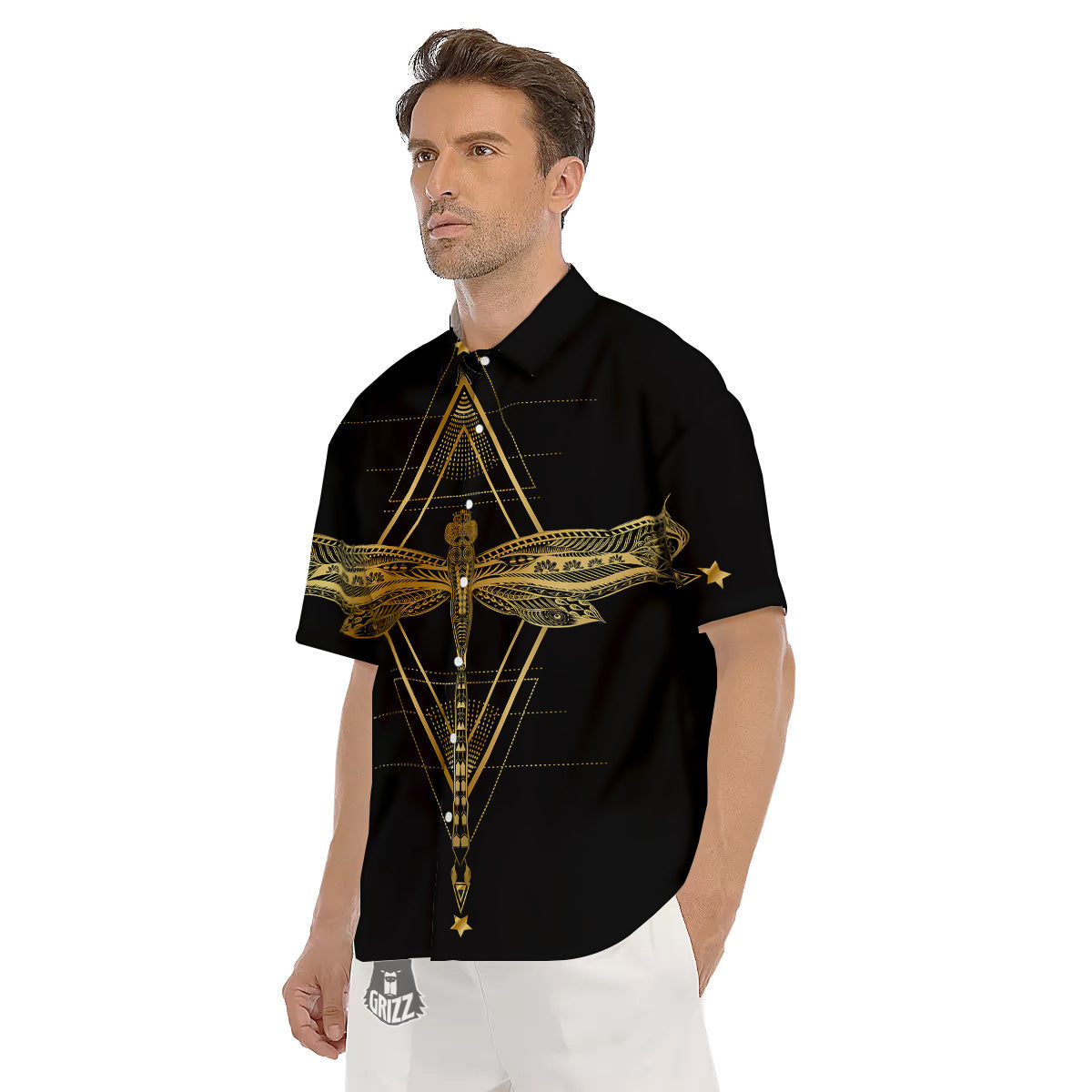 Dragonfly Boho Spiritual Print Men's Short Sleeve Shirts-grizzshop