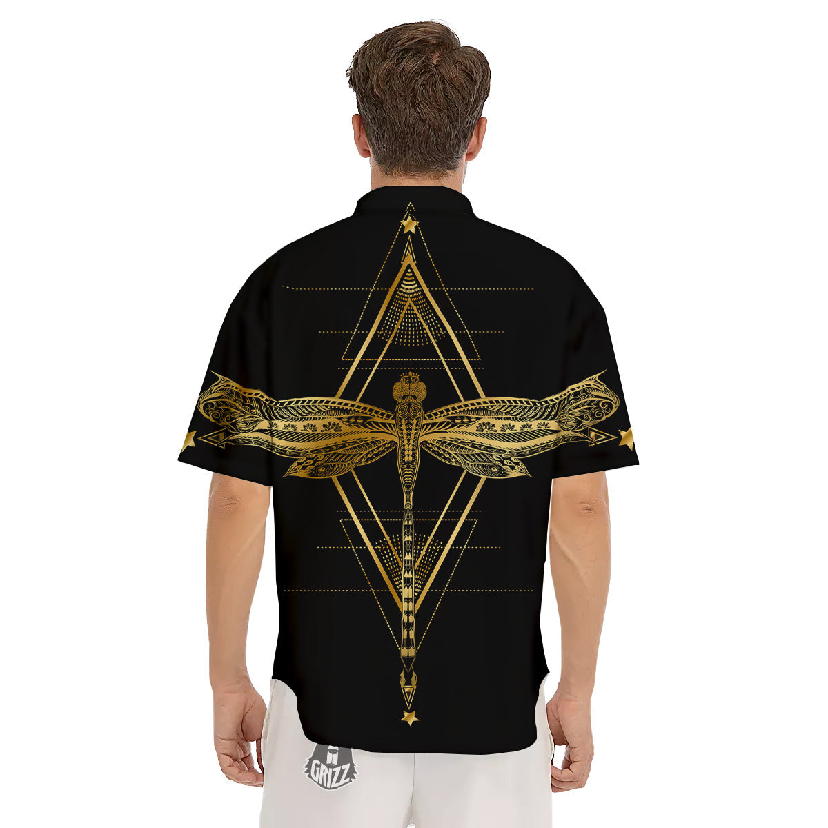 Dragonfly Boho Spiritual Print Men's Short Sleeve Shirts-grizzshop