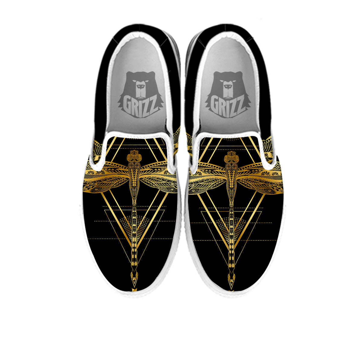 Dragonfly Boho Spiritual Print White Slip On Shoes-grizzshop