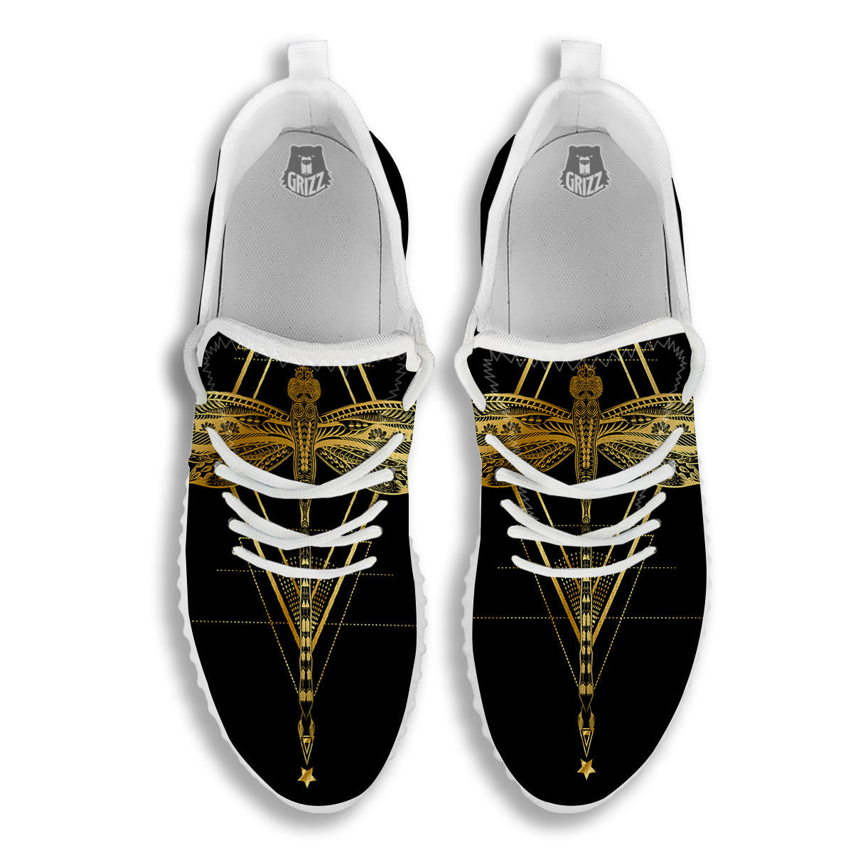 Dragonfly Boho Spiritual Print White Walking Shoes-grizzshop