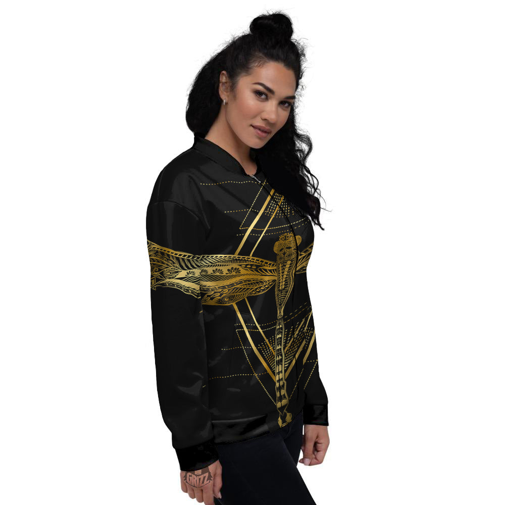 Dragonfly Boho Spiritual Print Women's Bomber Jacket-grizzshop