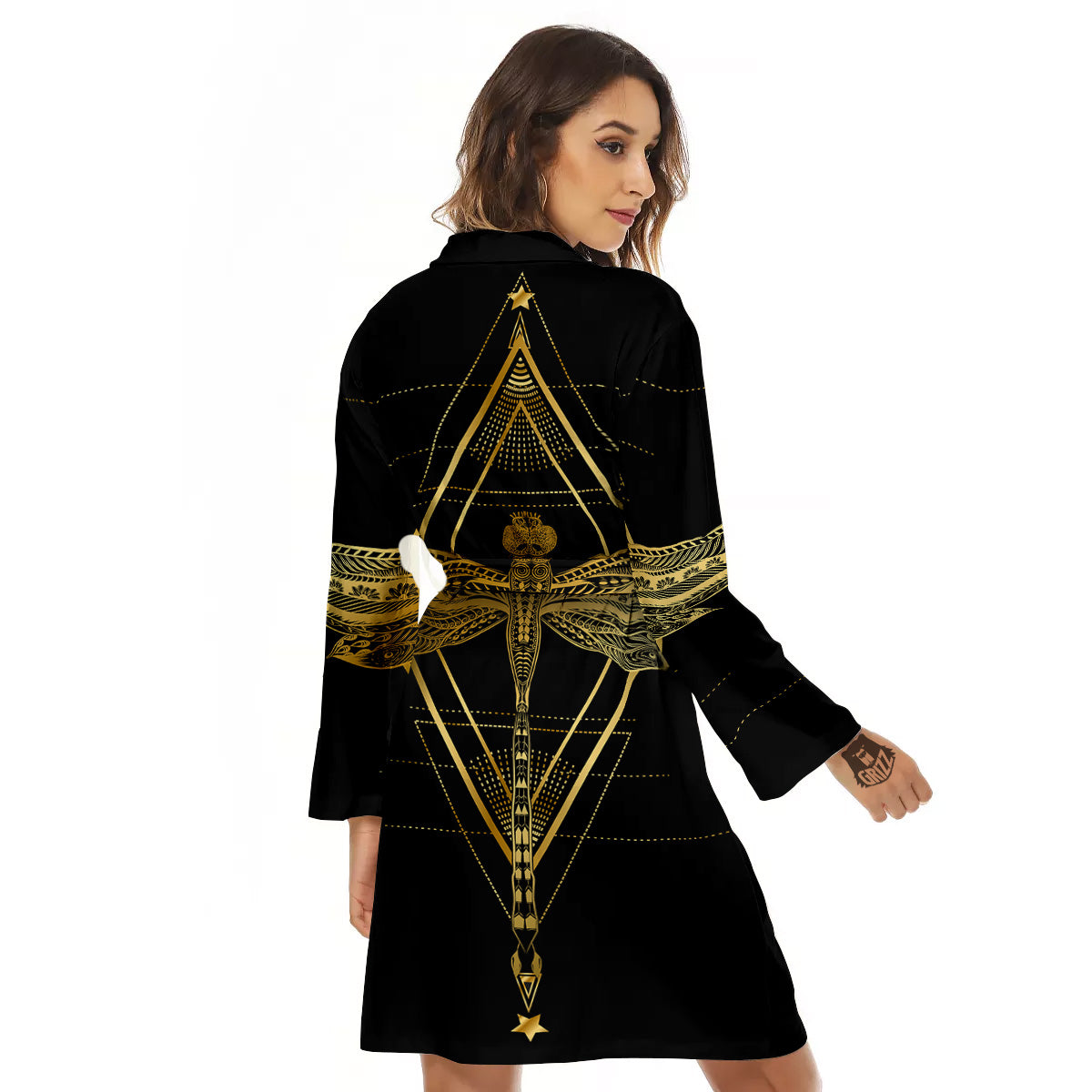 Dragonfly Boho Spiritual Print Women's Robe-grizzshop
