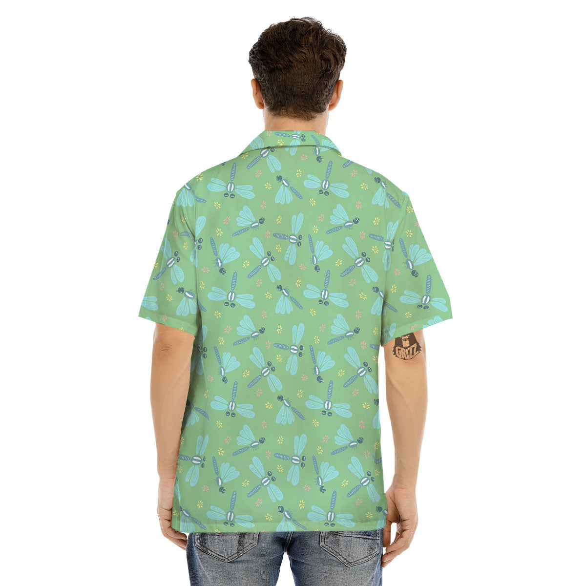 Dragonfly Green Print Pattern Men's Hawaiian Shirt-grizzshop