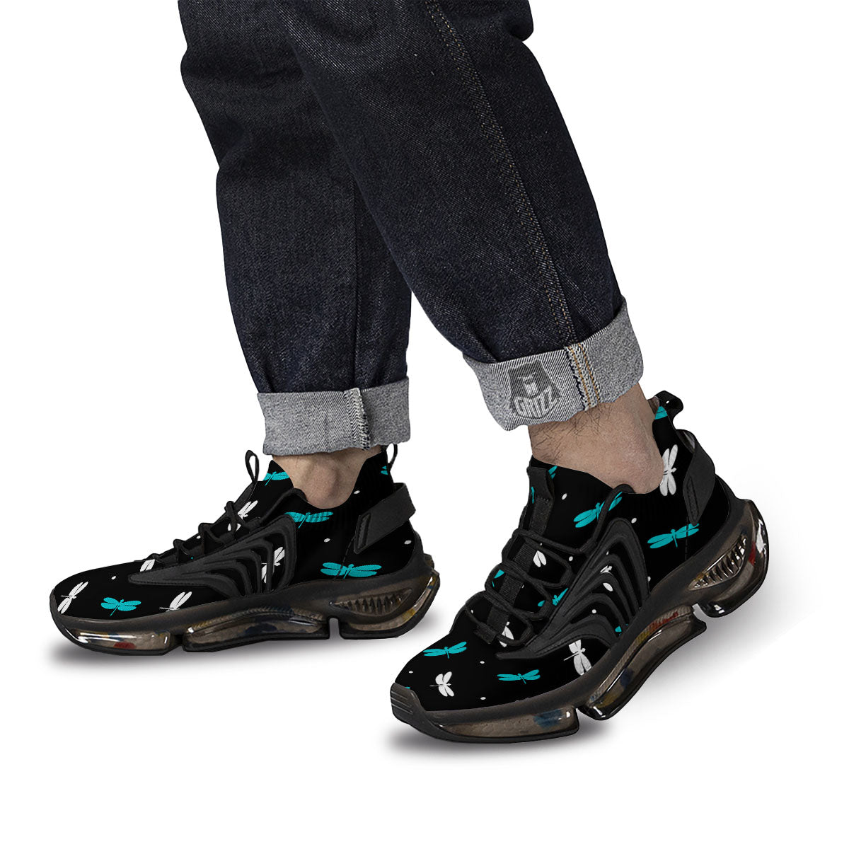 Dragonfly Polka Dot Print Pattern Black Gym Shoes-grizzshop
