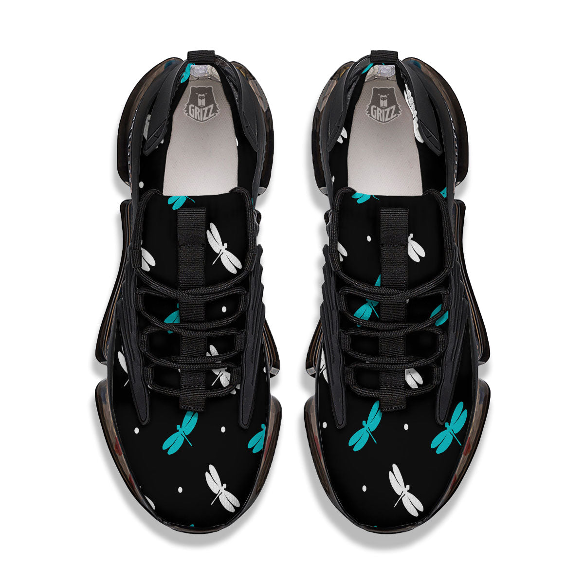 Dragonfly Polka Dot Print Pattern Black Gym Shoes-grizzshop