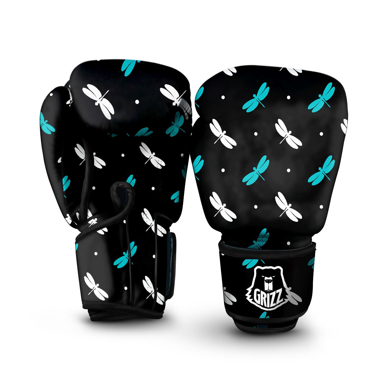 Dragonfly Polka Dot Print Pattern Boxing Gloves-grizzshop