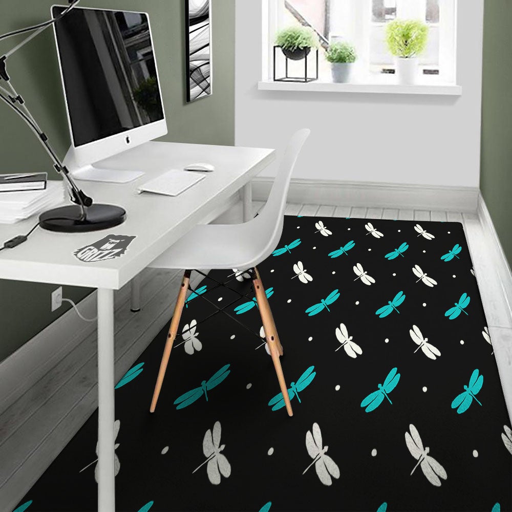 Dragonfly Polka Dot Print Pattern Floor Mat-grizzshop
