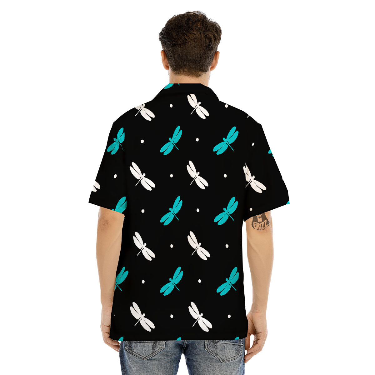 Dragonfly Polka Dot Print Pattern Men's Hawaiian Shirt-grizzshop