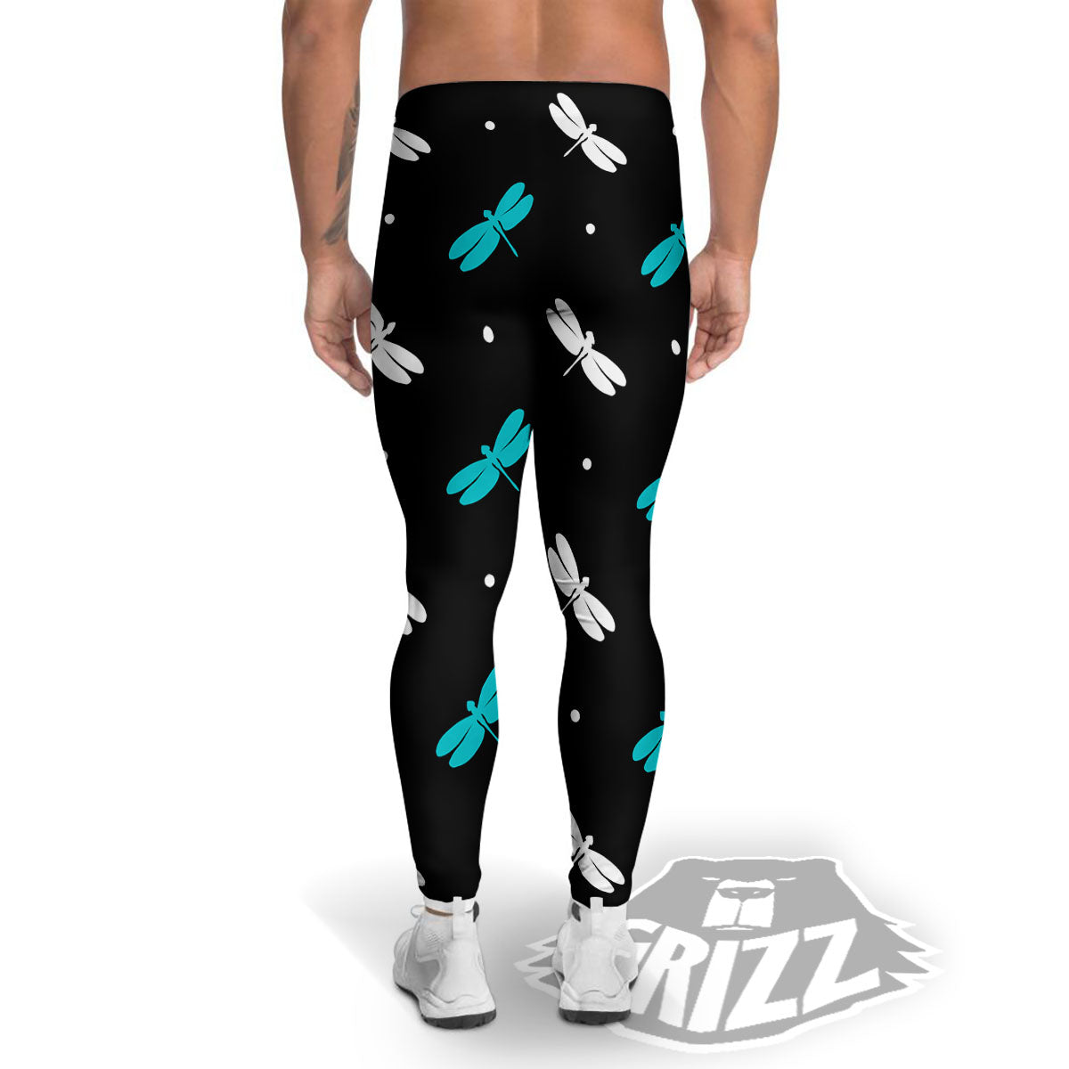 Dragonfly Polka Dot Print Pattern Men's Leggings-grizzshop