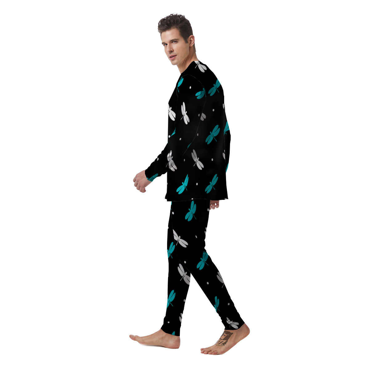 Dragonfly Polka Dot Print Pattern Men's Pajamas-grizzshop