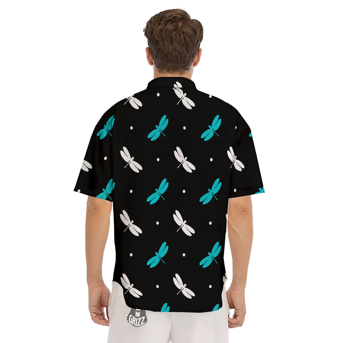 Dragonfly Polka Dot Print Pattern Men's Short Sleeve Shirts-grizzshop