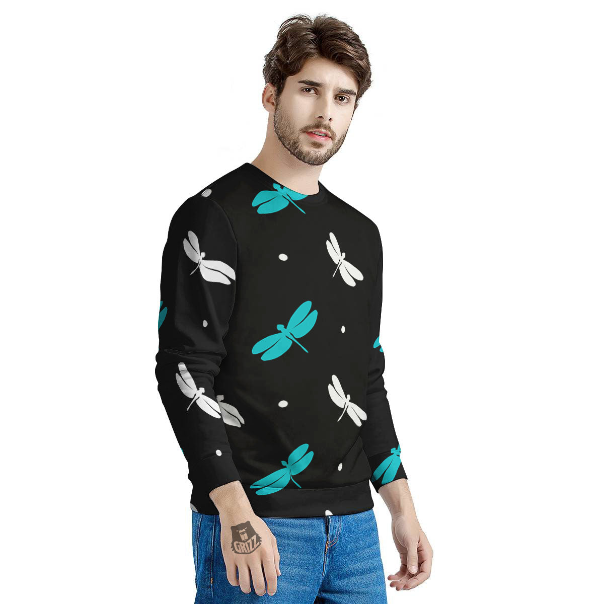 Dragonfly Polka Dot Print Pattern Men's Sweatshirt-grizzshop