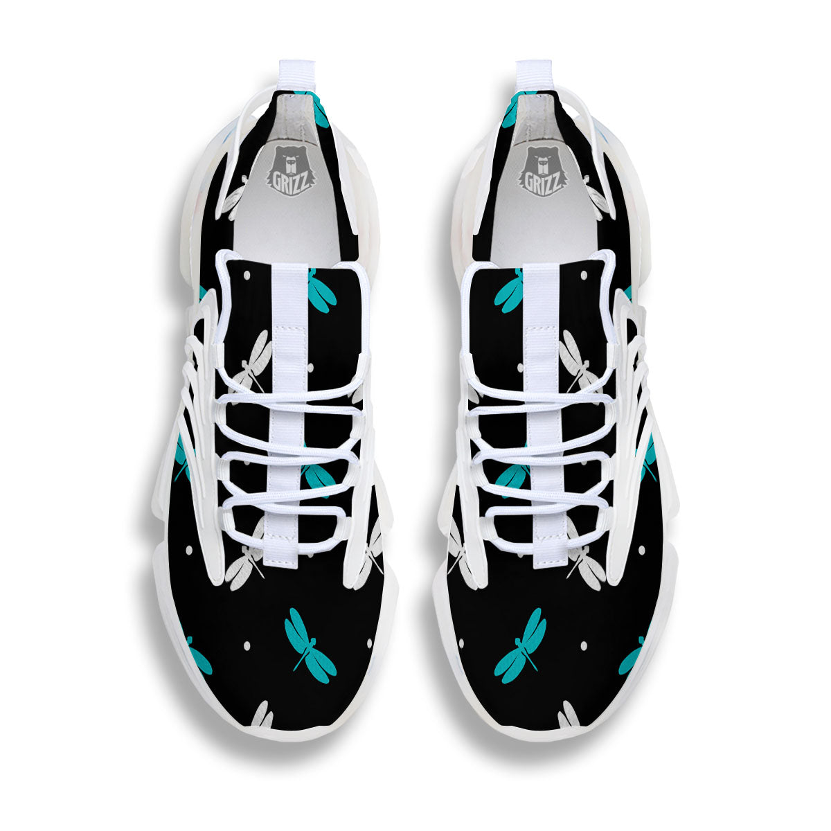 Dragonfly Polka Dot Print Pattern White Gym Shoes-grizzshop