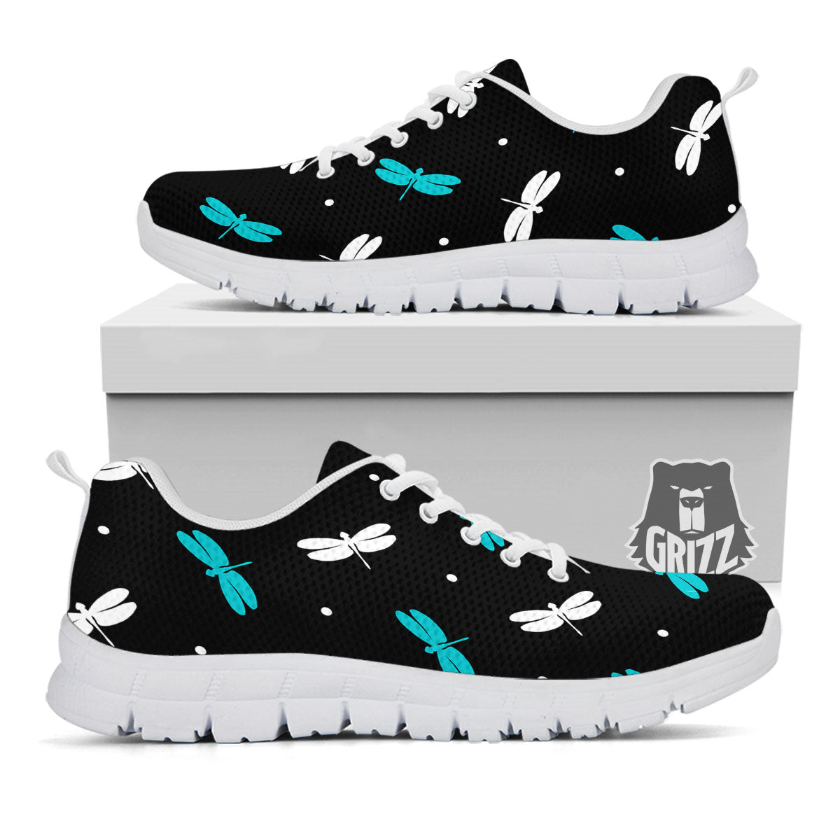 Dragonfly Polka Dot Print Pattern White Sneaker-grizzshop