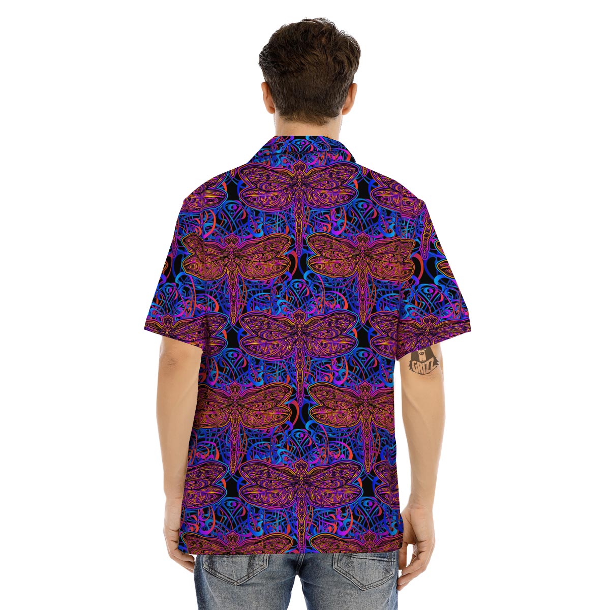 Dragonfly Trippy Print Pattern Men's Hawaiian Shirt-grizzshop