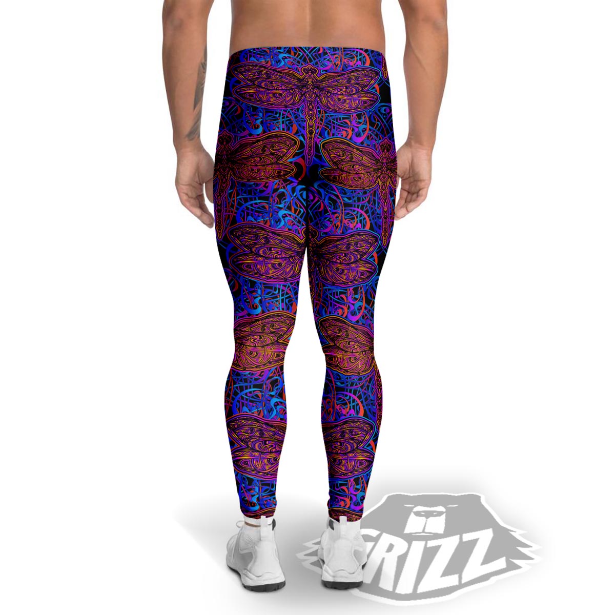 Dragonfly Trippy Print Pattern Men's Leggings-grizzshop