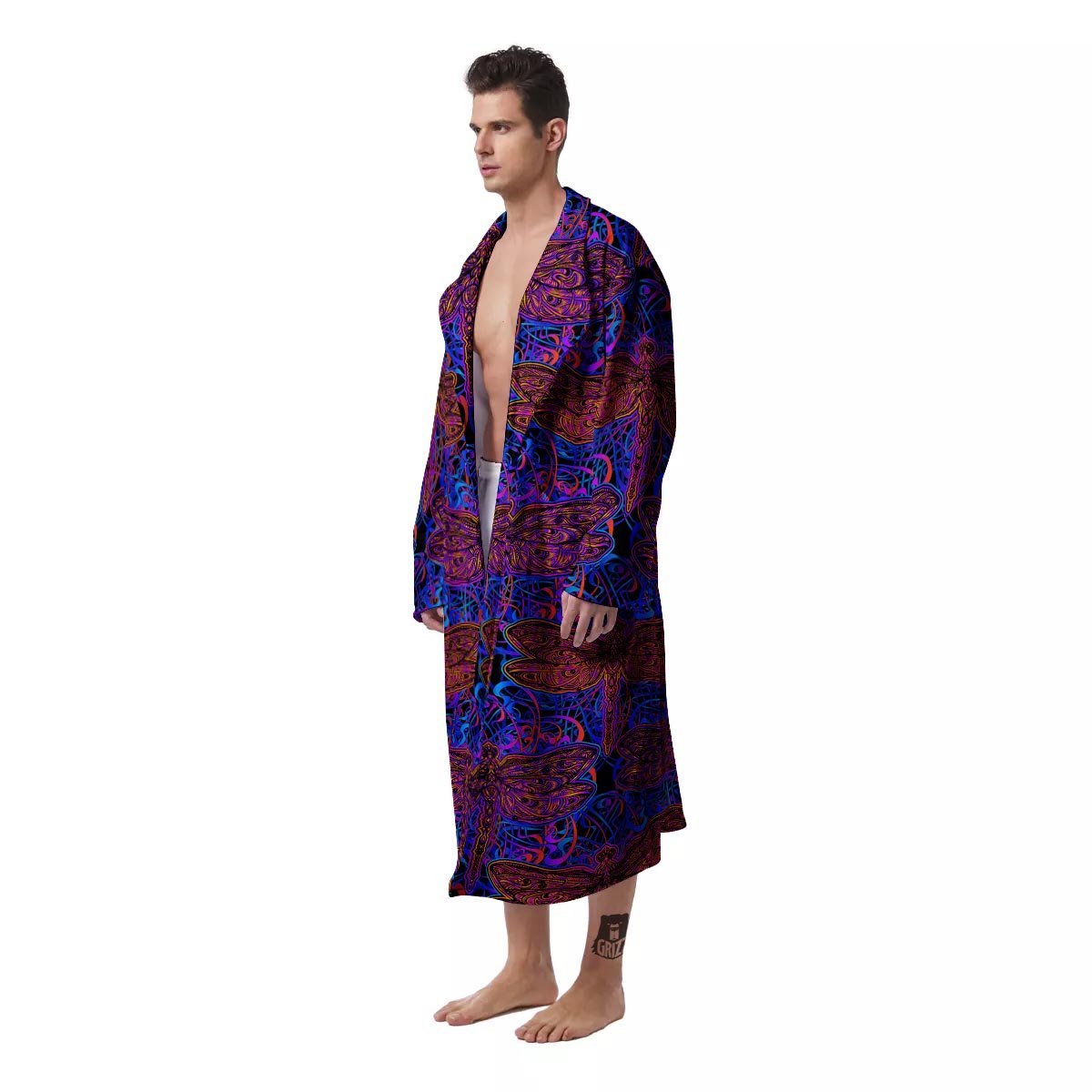 Dragonfly Trippy Print Pattern Men's Robe-grizzshop