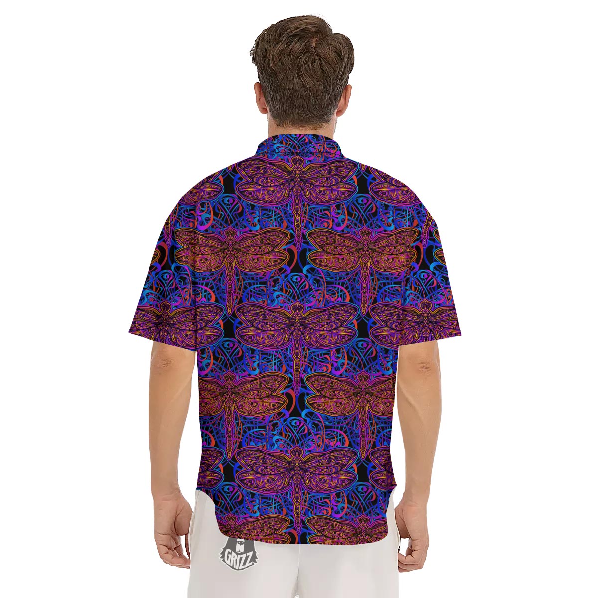 Dragonfly Trippy Print Pattern Men's Short Sleeve Shirts-grizzshop